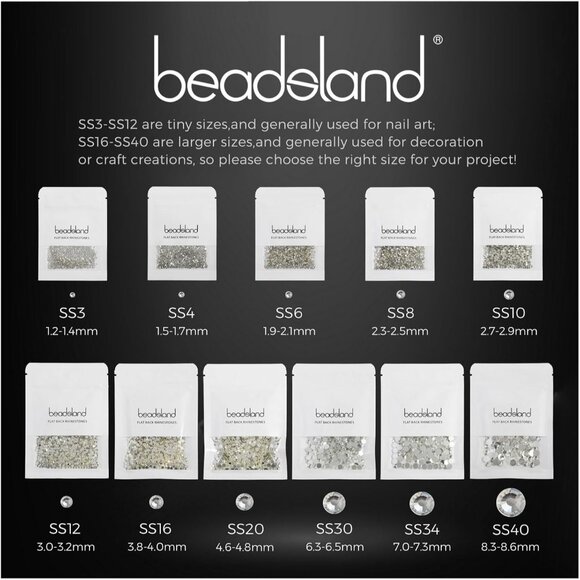 🆕 Beadsland Flat Back Crystal Rhinestones Round Gems Hight Quality Sparkle Glue - Picture 6 of 6